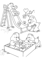 A coloring page of care bears